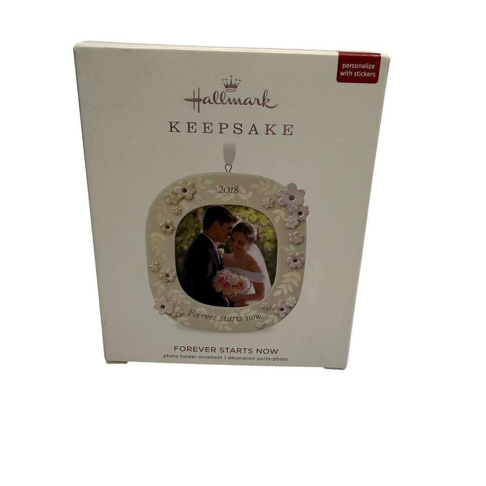 Hallmark Keepsake 2018 Forever Starts Now Wedding Porcelain Photo Ornament